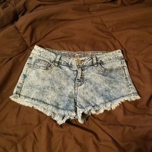 Faded Light Blue Denim Short Shorts